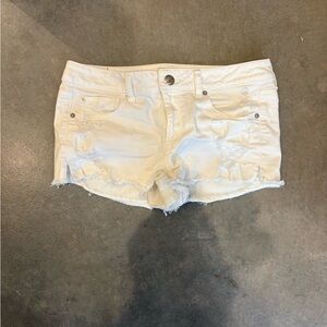 American Eagle Outfitters Cream Distressed Shorts